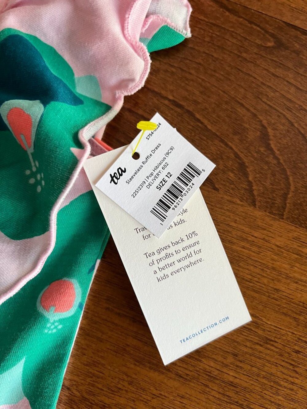 Tea Collection pink and green floral dress 12 NWT - Picture 3 of 8